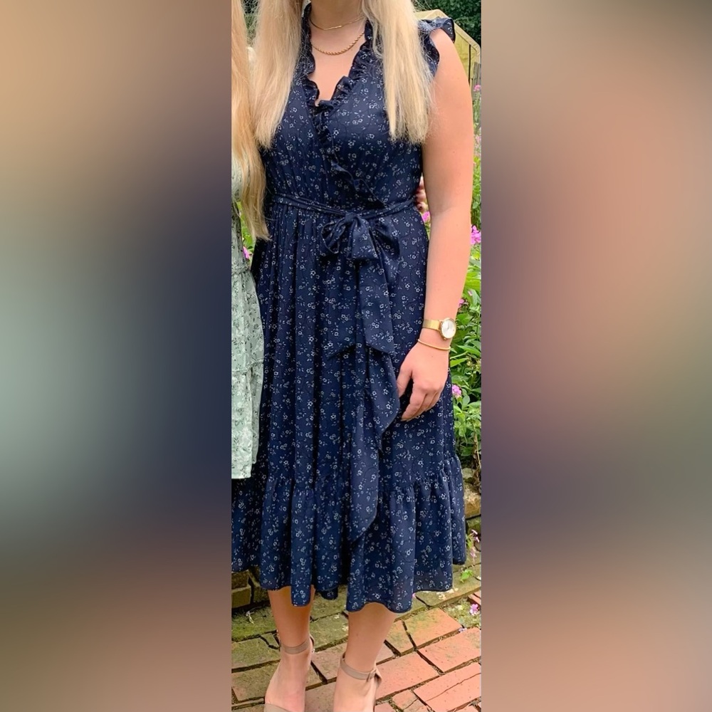Kate Spade Navy Blue Floral Midi Dress